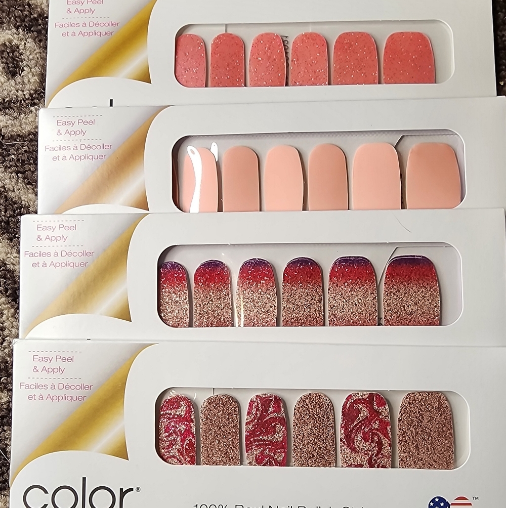 Color Street Nail Strips - Peach, Red, and Glitter
